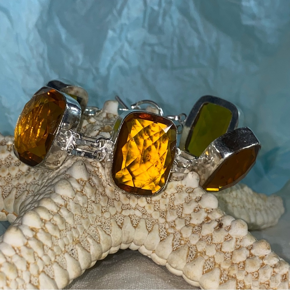 Honey Whiskey Topaz Multi-gem exotic adjustable bracelet